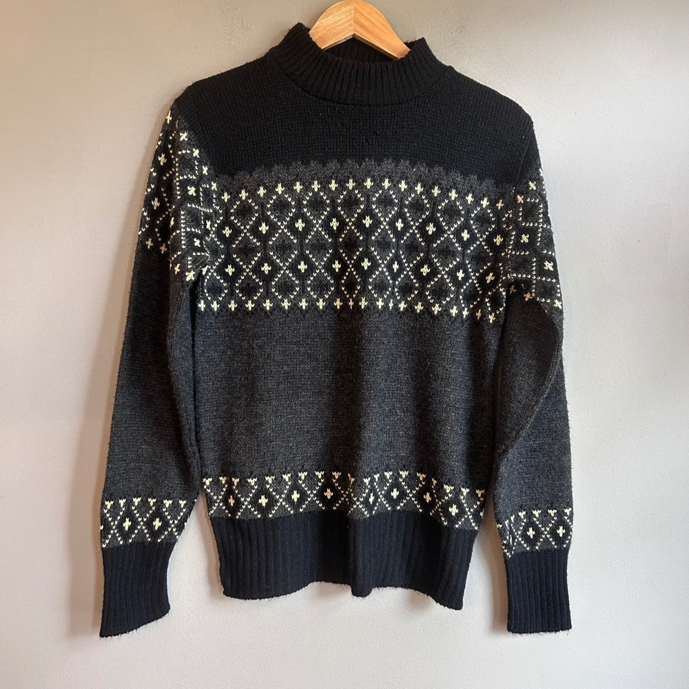 Vintage Robert Bruce Paul Mage Scandinavian Nordic Sweater Black Grey Mens M